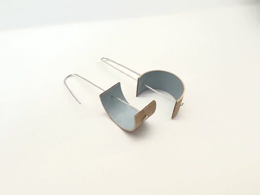 Bentwood Kauri Crescent Earrings - Pale Blue