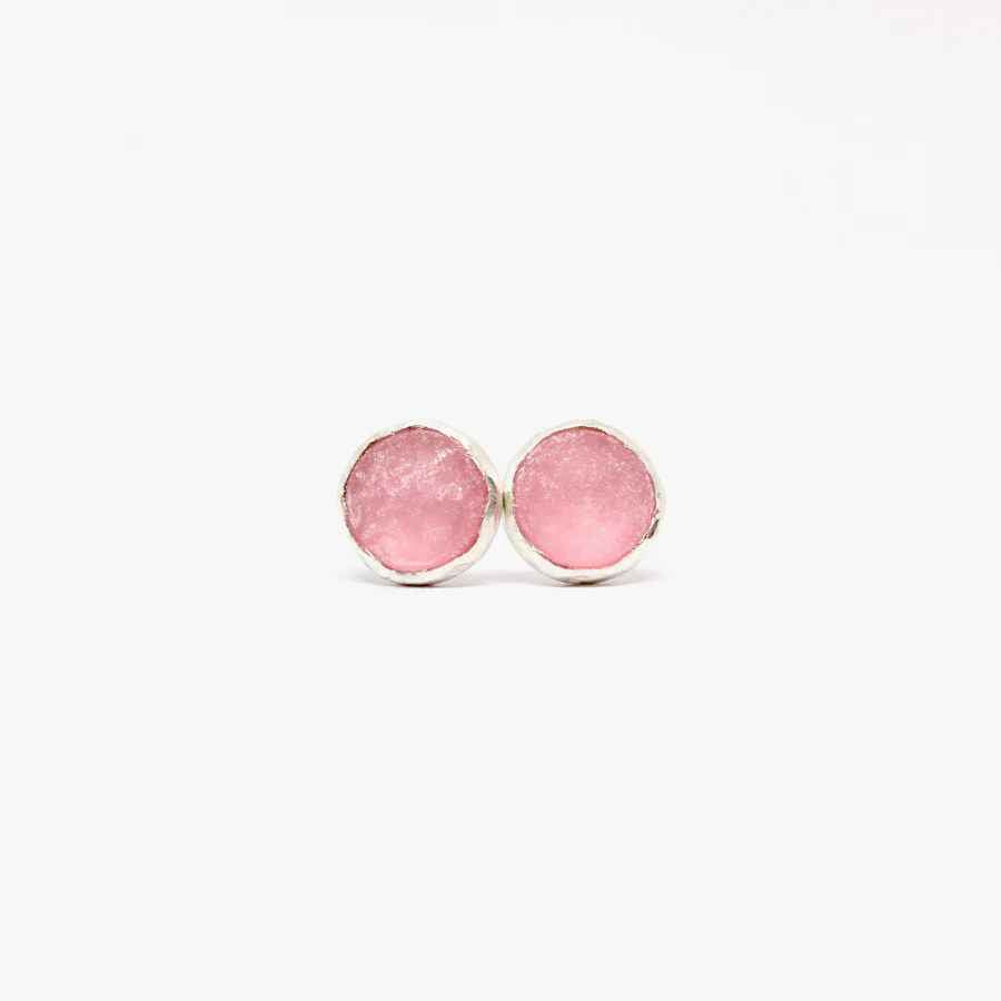 Cheerful Studs. Sterling Silver. Pale Pink