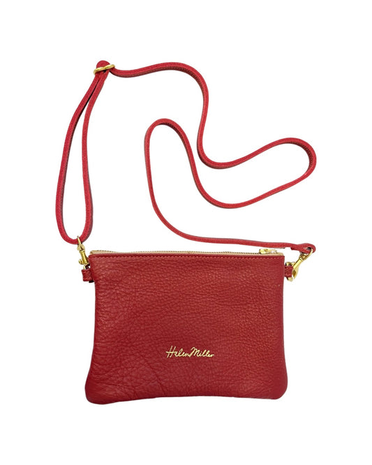Zip Clutch with Strap - Scarlet