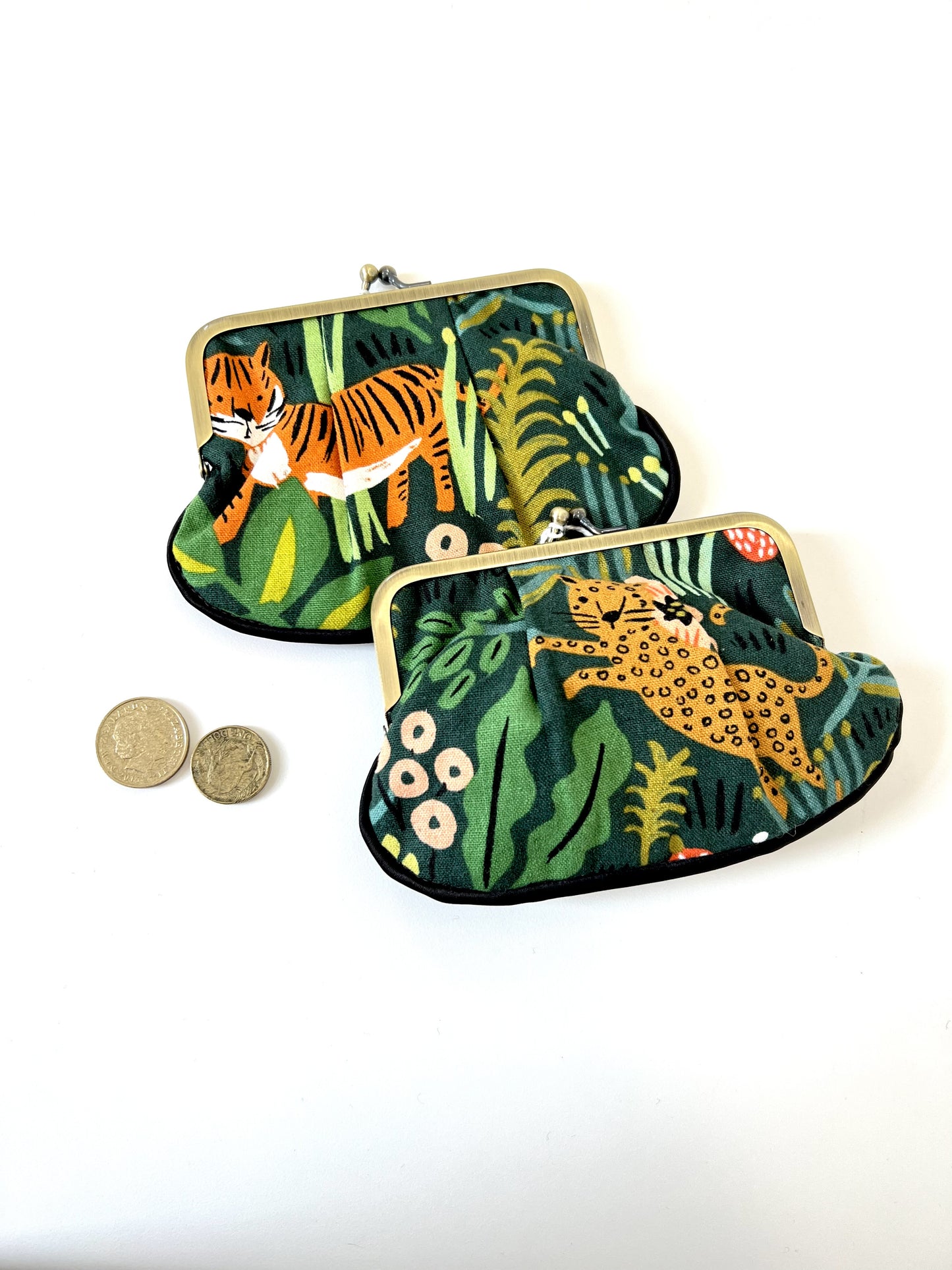 Pleat Coin Purse - Jungle Play, Green Floral