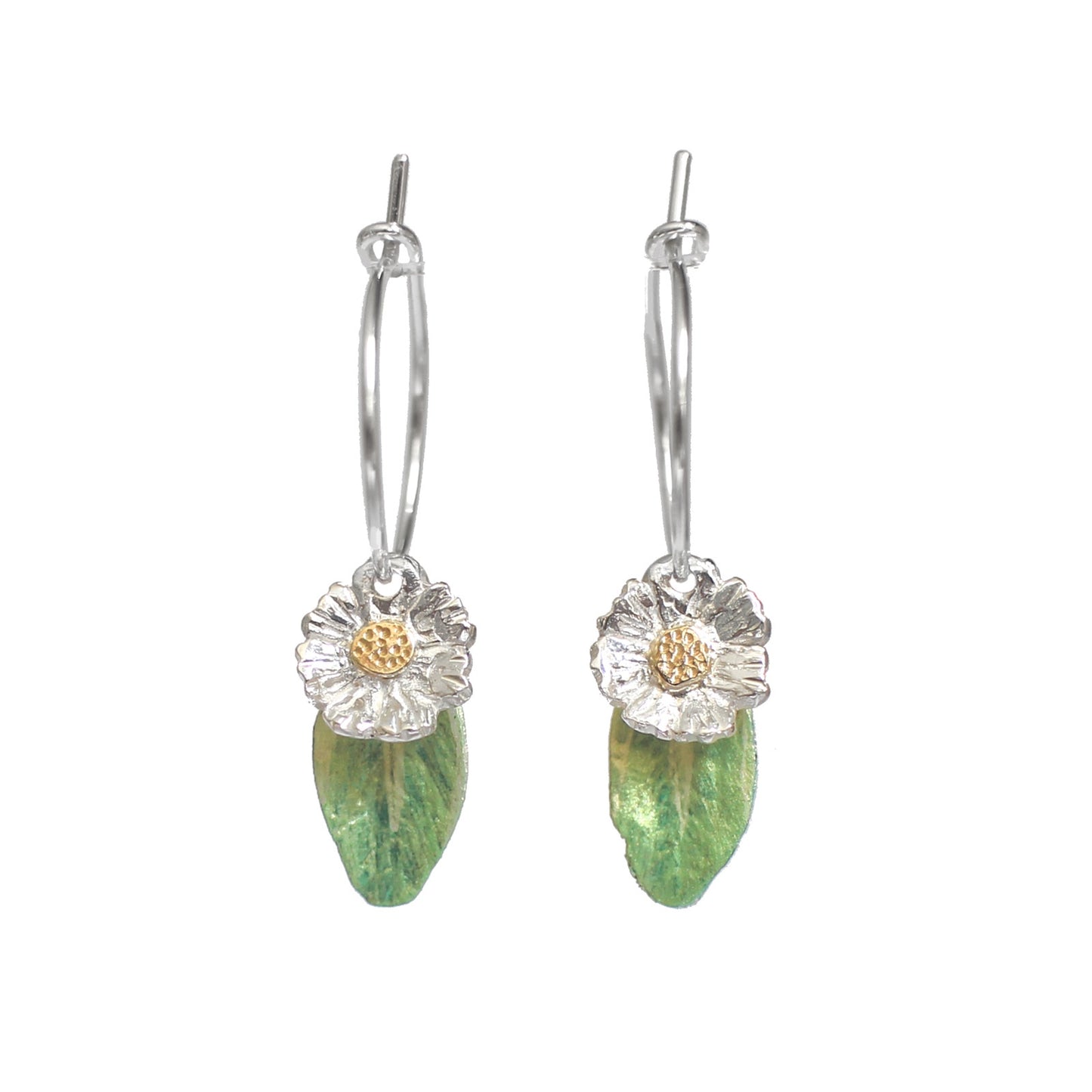 Daisy Flower + Leaf Earrings