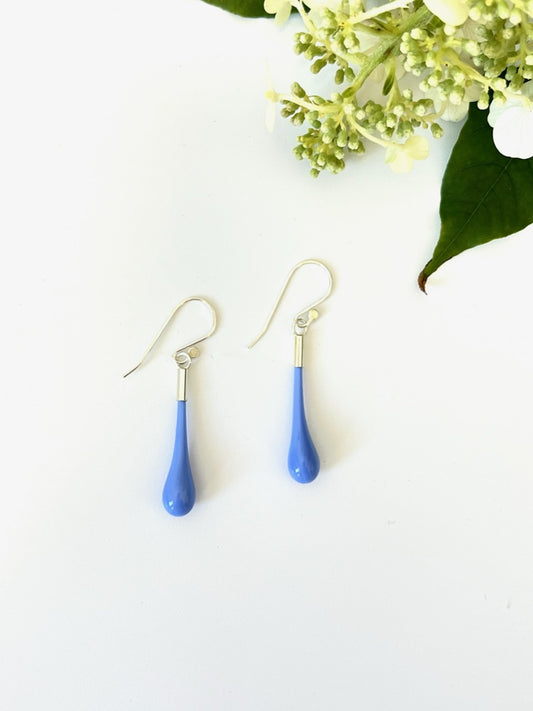 Glass Teardrop Earrings - Periwinkle