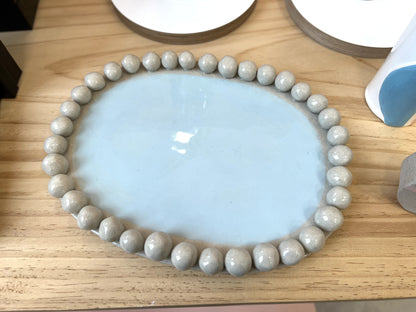Ceramic Pom Platter in Pastel Blue