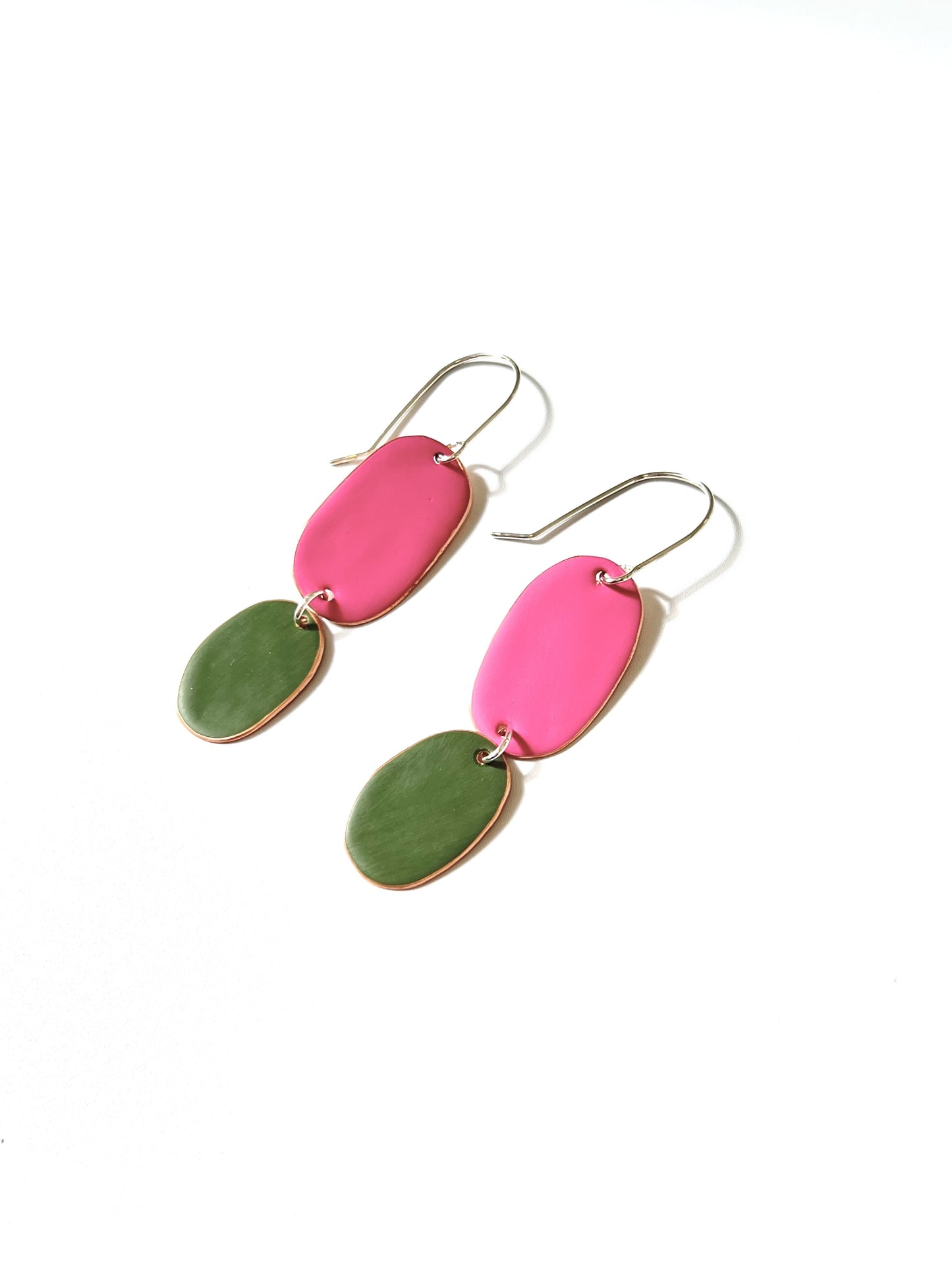 Double Drop Earrings -  Neon/Olive