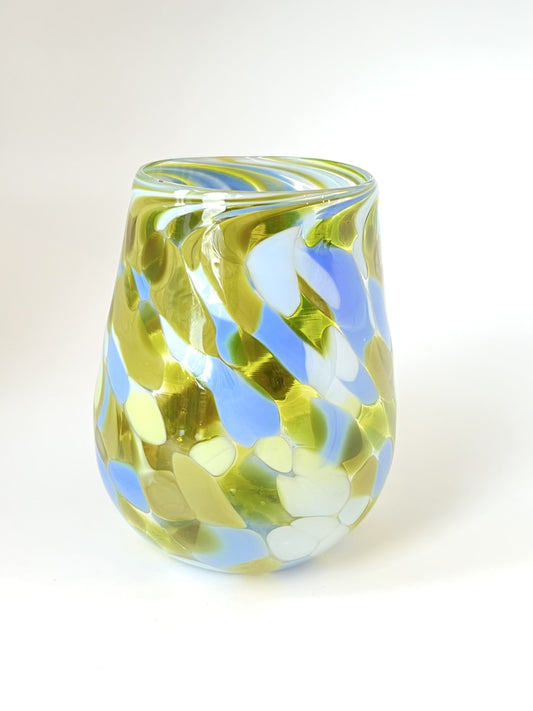 Handblown Glass Tumbler - 'Green Blue' edition