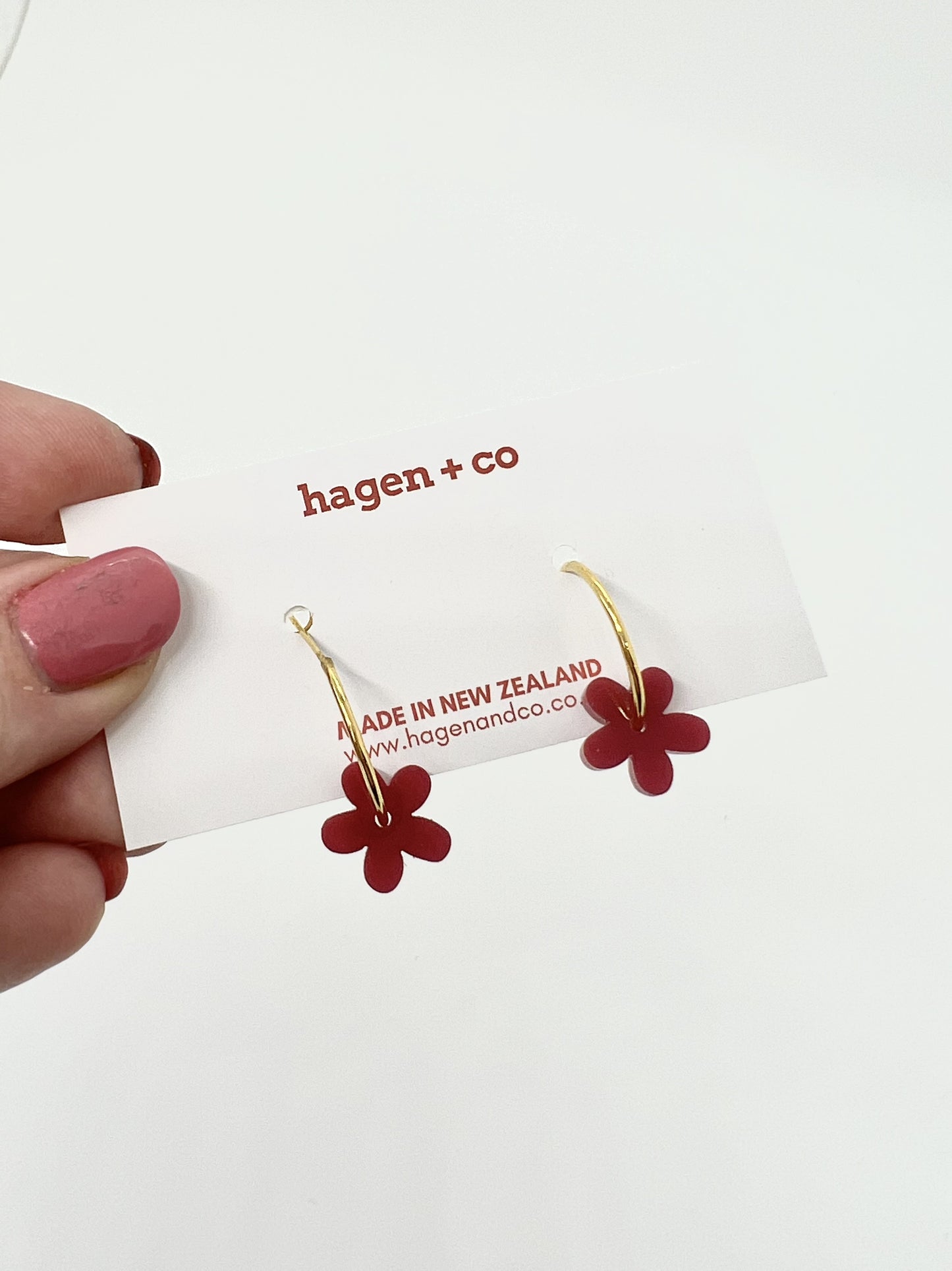Mini Flower Hoops - Cherry