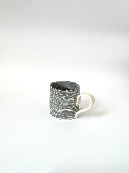Ceramic Nerikomi Mug - Small - Grey (Thin Stripes)