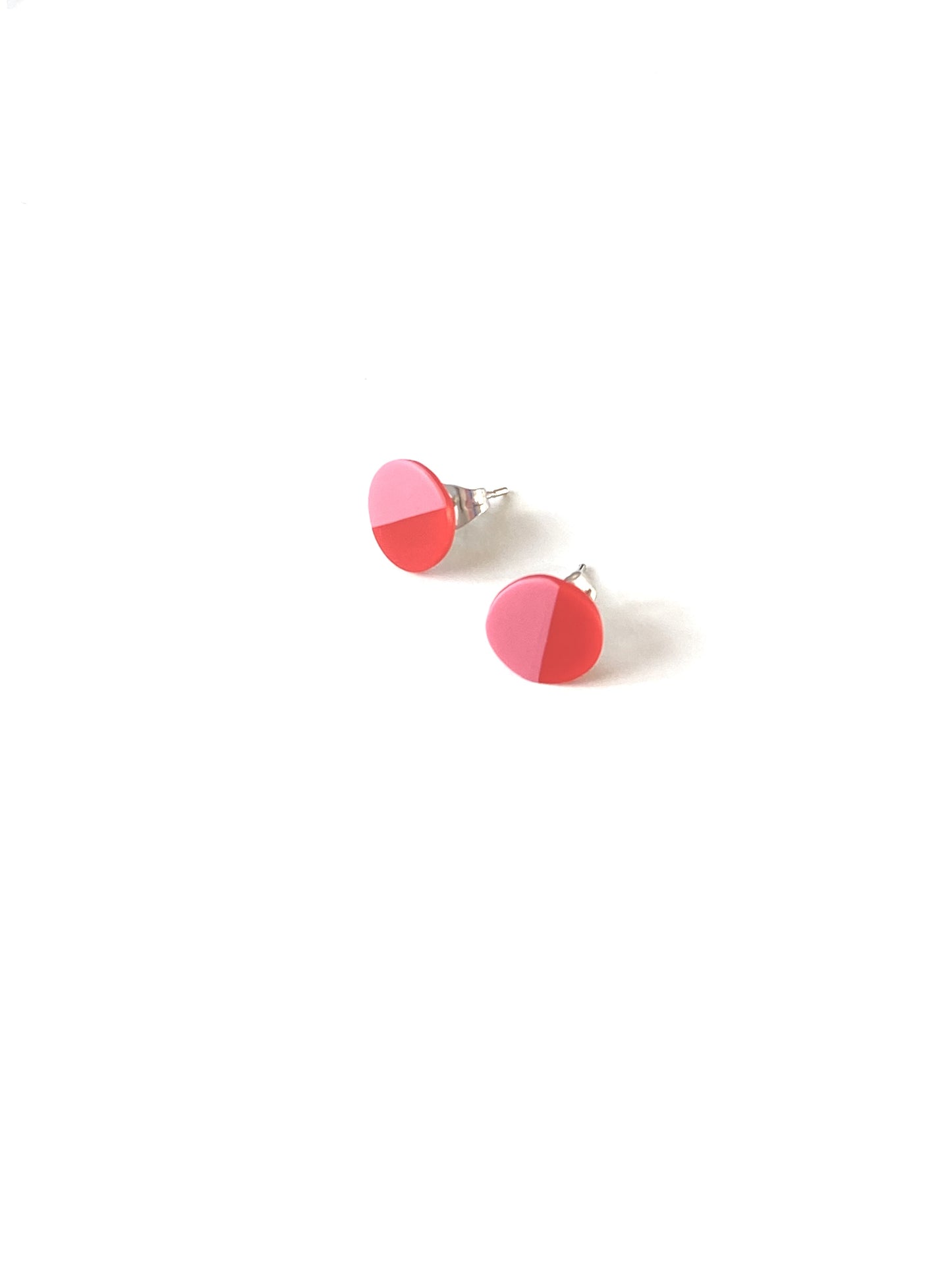Petite Studs - Half & Half Pink / Red