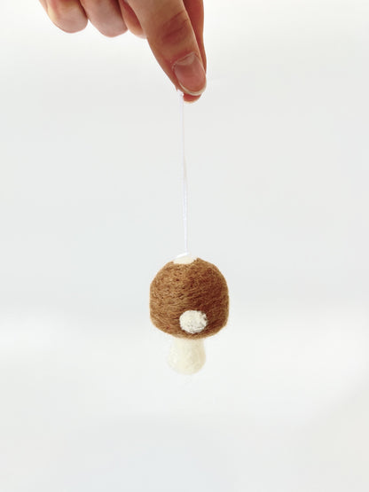 Felted Christmas Mushroom Ornament - Brown