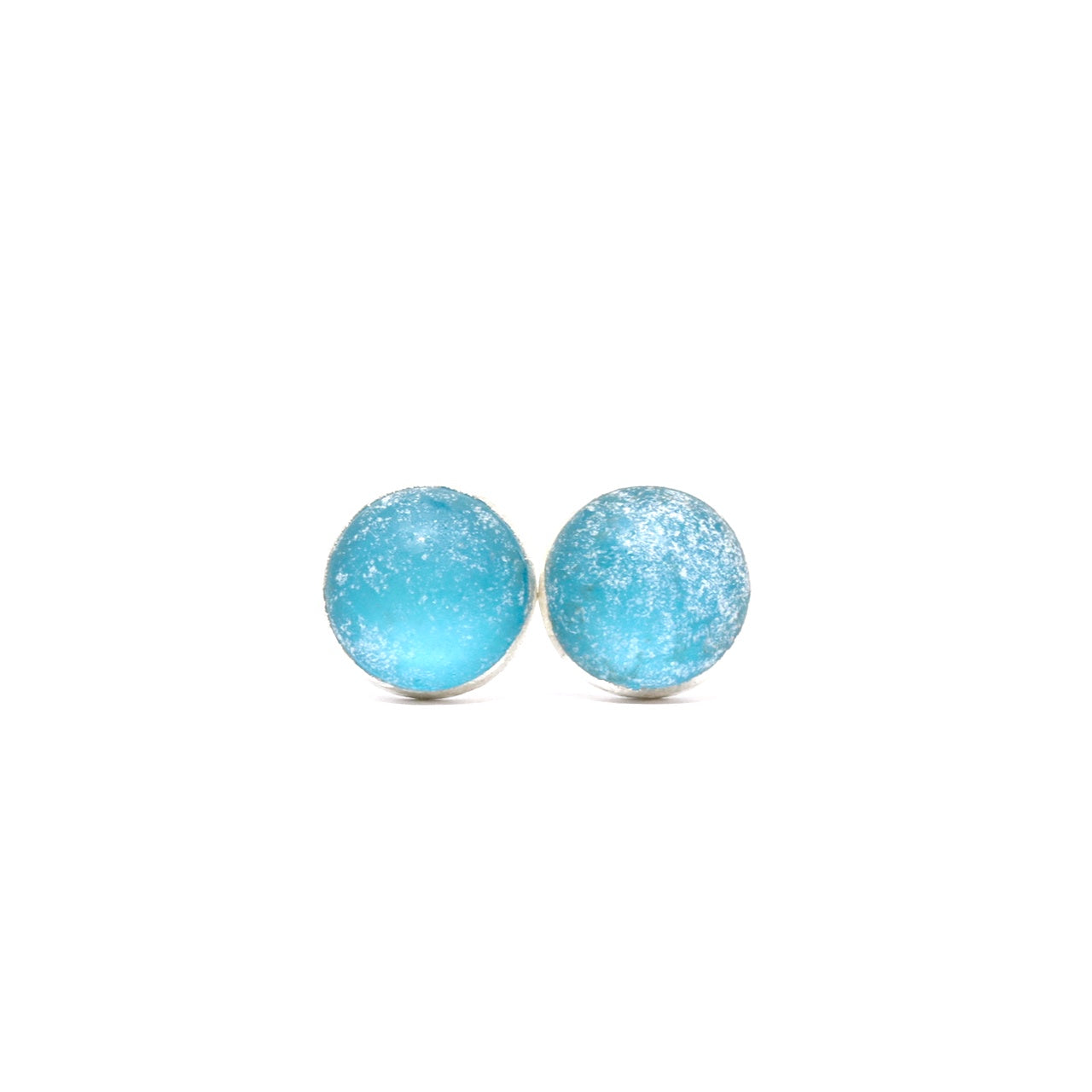 Cheerful Studs. Sterling Silver. Peacock Blue