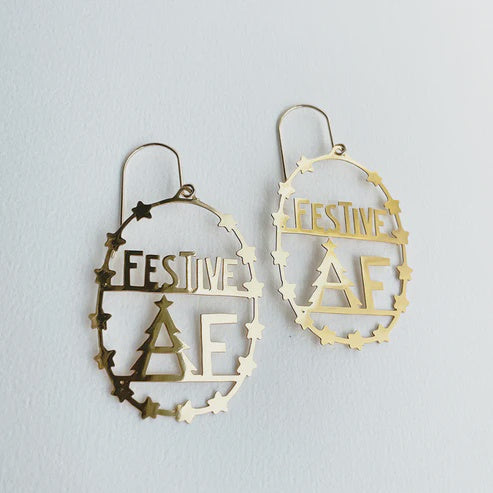 Festive AF Earrings in Gold