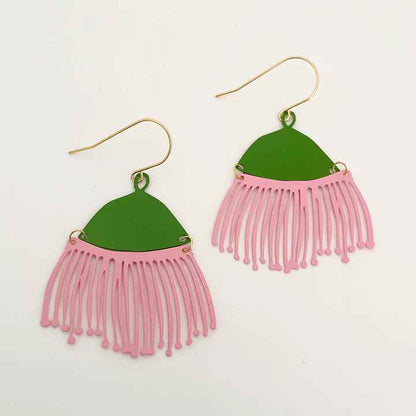 Gum Blossom Earrings - Green & Pink