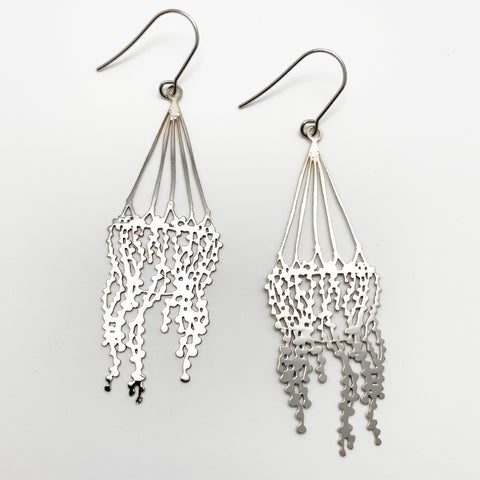 Hanging Basket #2 Earrings in Silver