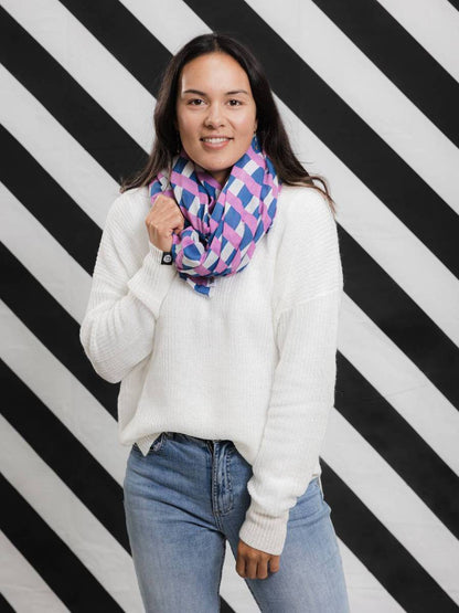 Purple Grid Cotton Scarf