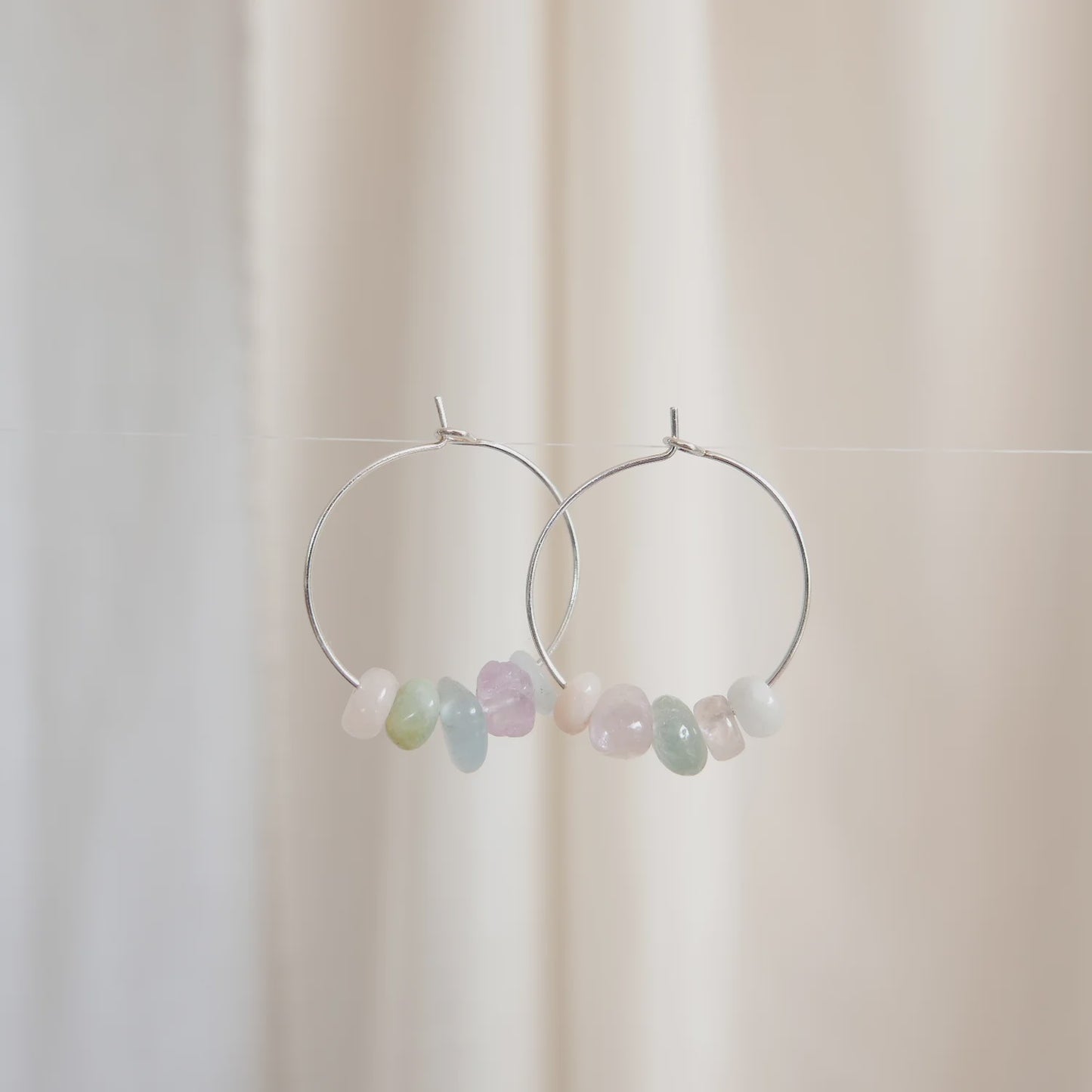 Goodheart Silver Hoop Earrings - Morganite