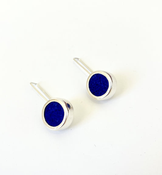 Repurposed Ceramic & Silver Earrings - Blue Royal Staffordshire Pottery (#2408)