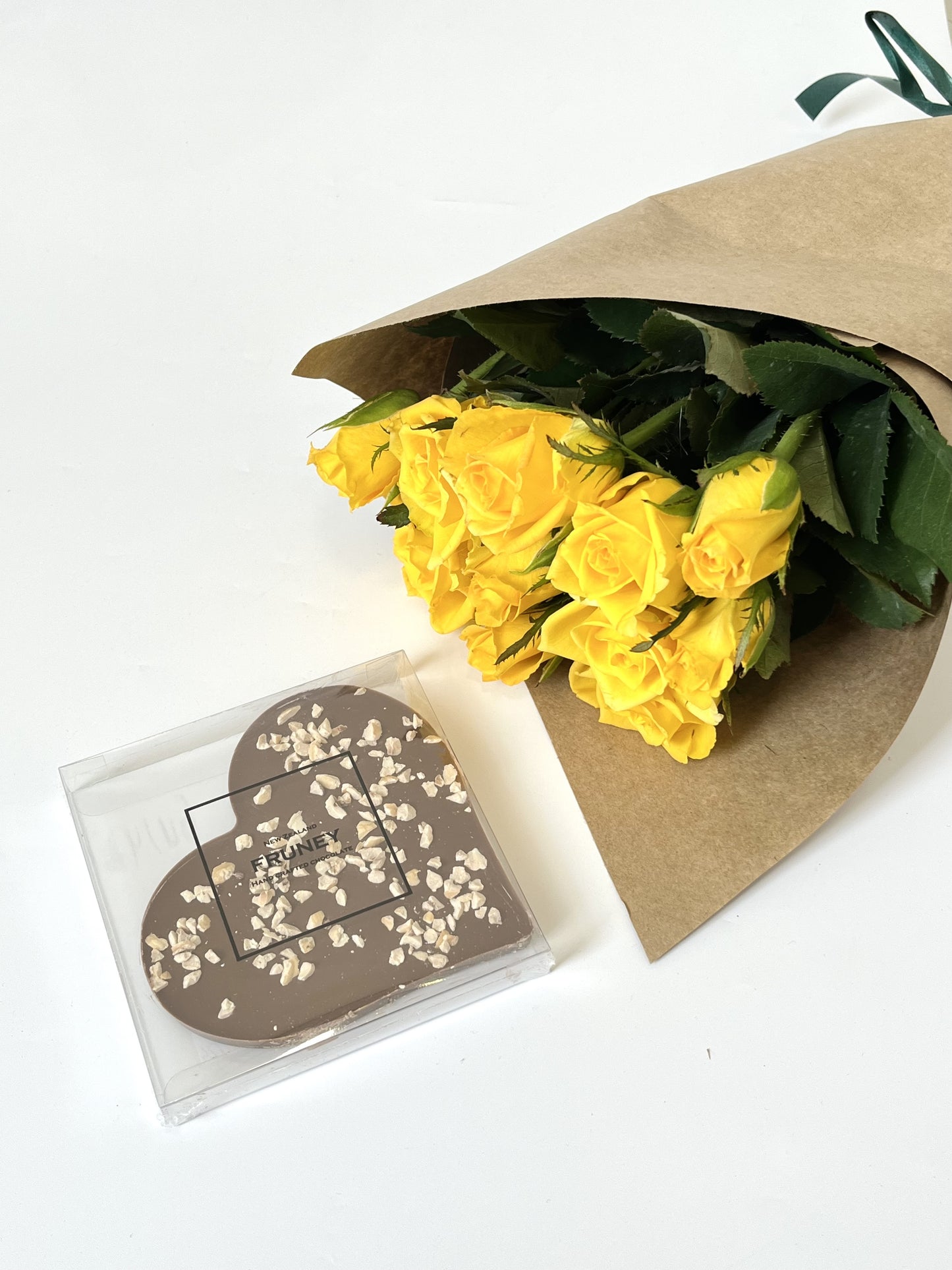 Milk Chocolate Hazelnut Heart & 10 Roses - LOCAL VALENTINES DELIVERY