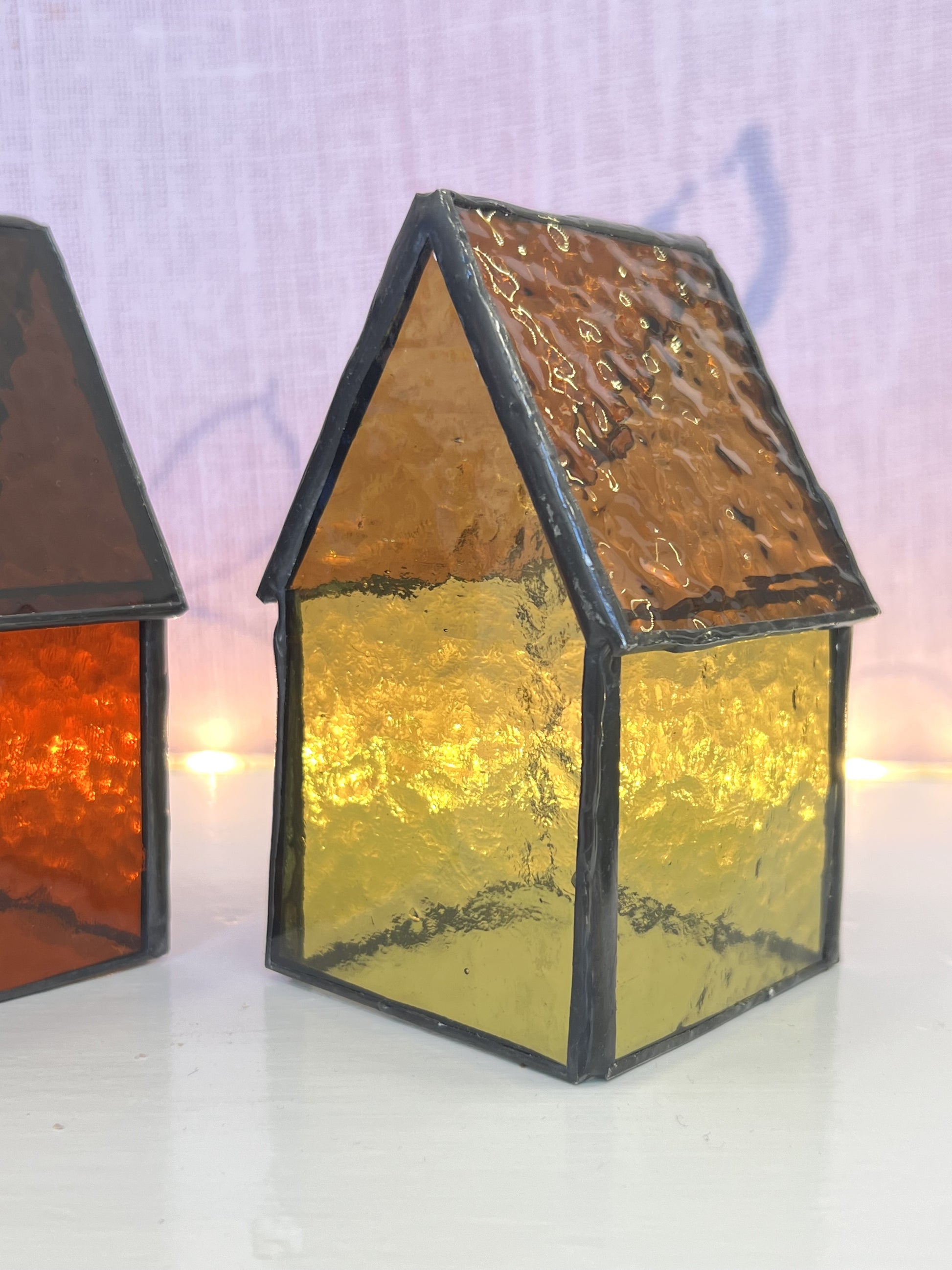 Stained Glass tea light House Yellow Inc Design Store