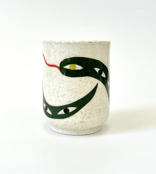 Ceramic Cup by Studio Soph - "Snake Love Eyes" in Green