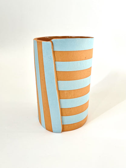 Aligned Vase in Light Blue & Terracotta