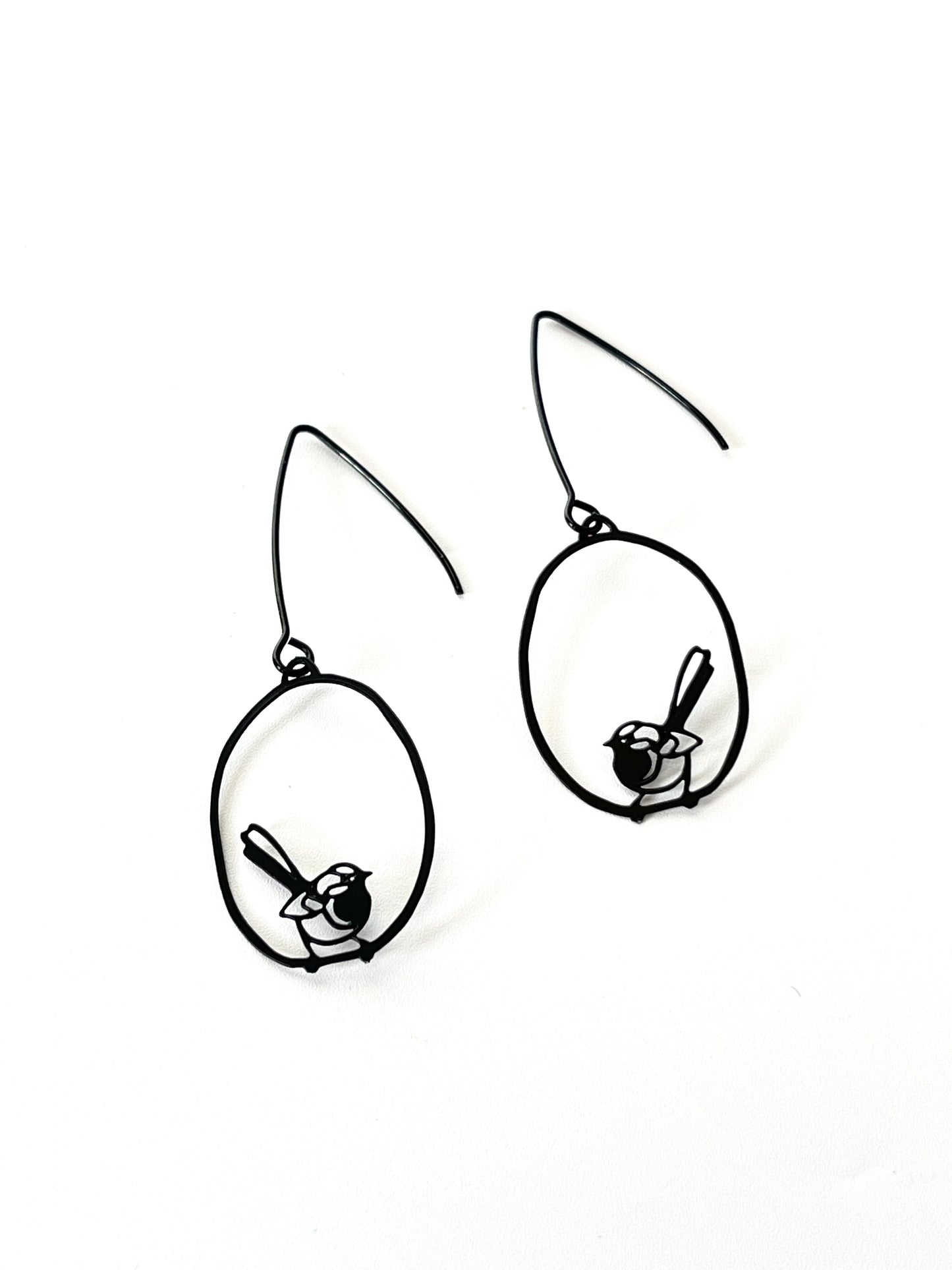 Fantail Earrings in Black