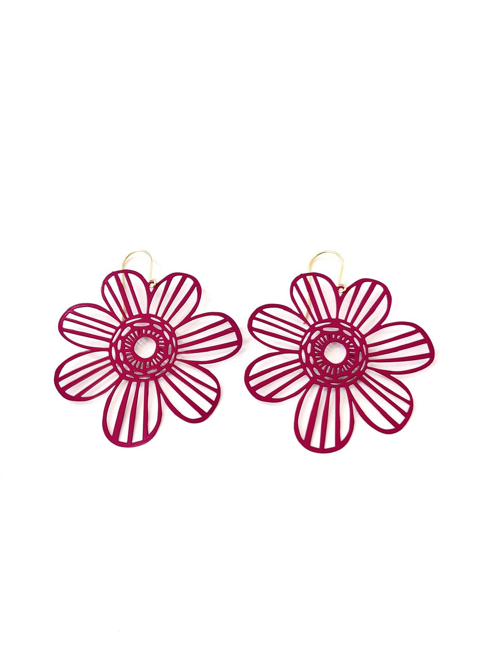 BIG Flower Earrings in Dark Magenta