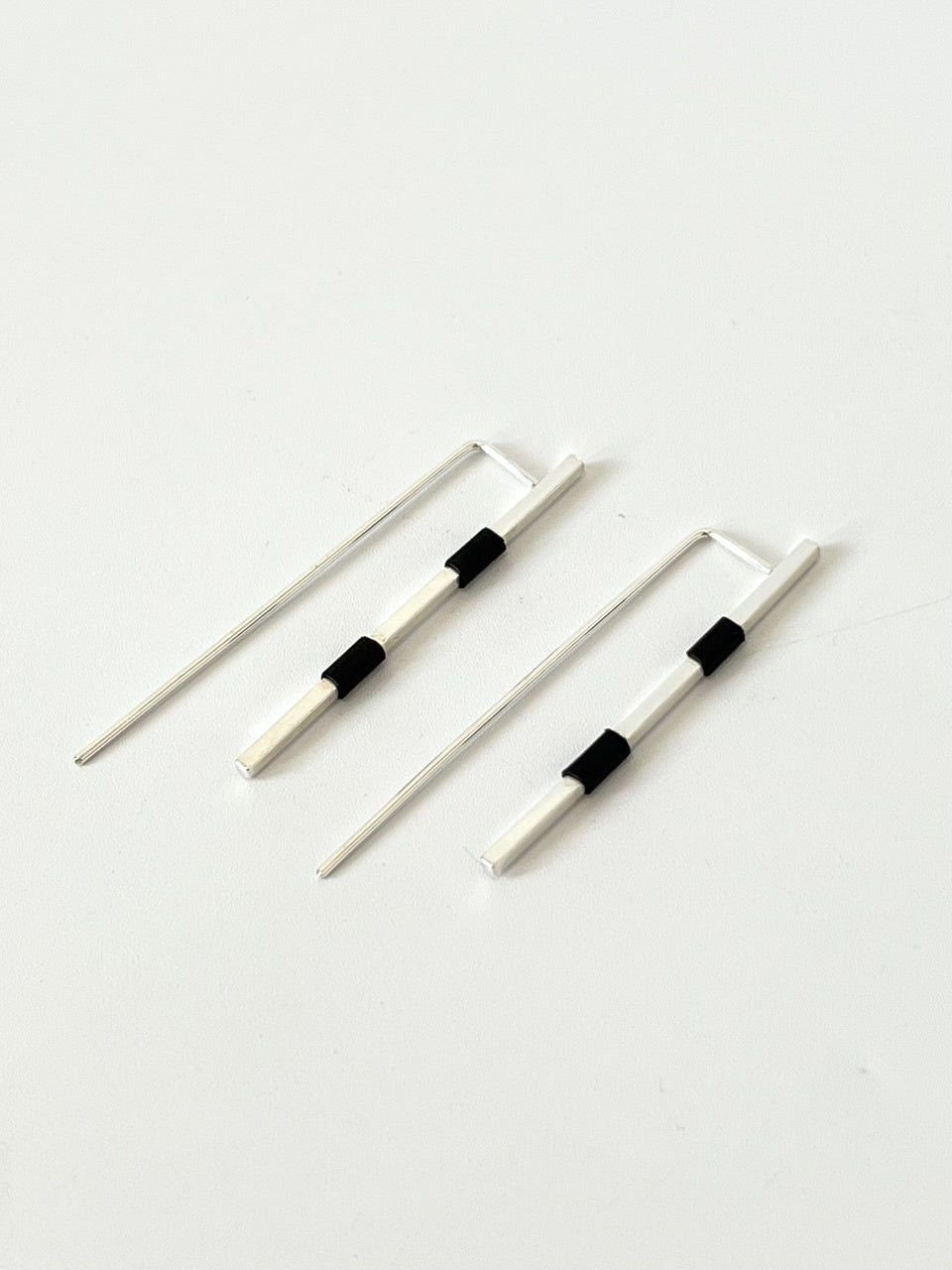 Bar Earrings with Black Detail (#19)