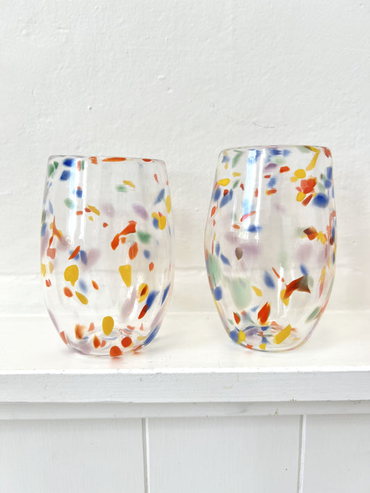 Handblown Glass Tumbler - Rainbow Speckle