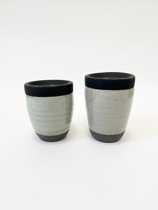 Ceramic Takeaway Cup - Duck Egg on Black