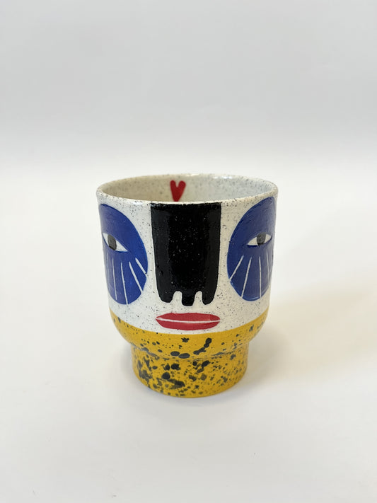 Ceramic Goblet by Studio Soph - Face with Mustard Base