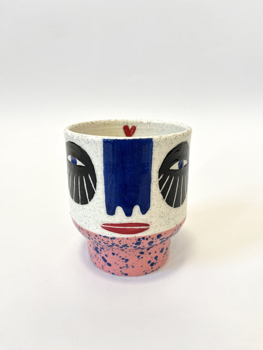 Ceramic Goblet by Studio Soph - Face with Pink Base