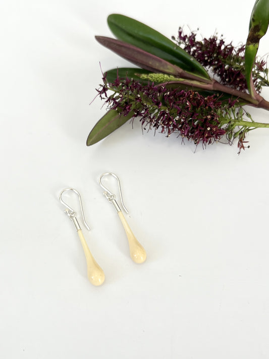 Glass Teardrop Earrings - Ivory
