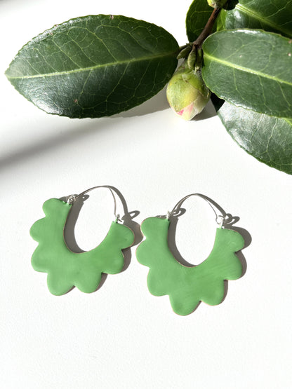 Ruffle Hoop Earrings - Spring Green