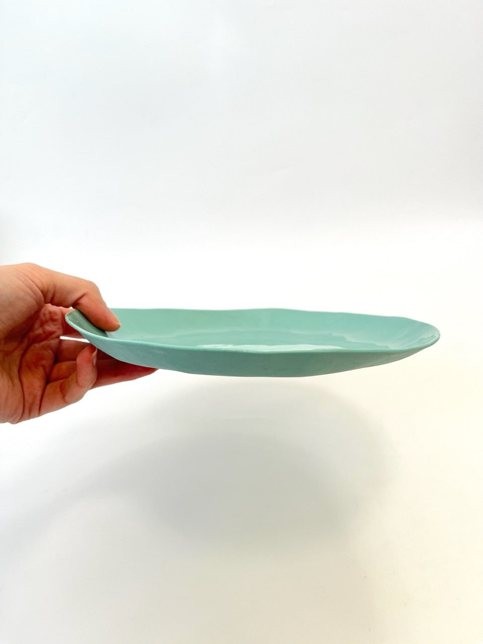 Aqua Porcelain Plate - One of a Kind Ceramic - 19-20cm