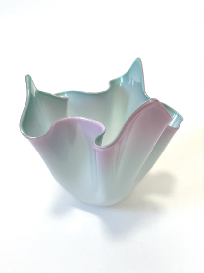 Handblown Glass Fazzoletto Bowl - multi toned Purple / Blue