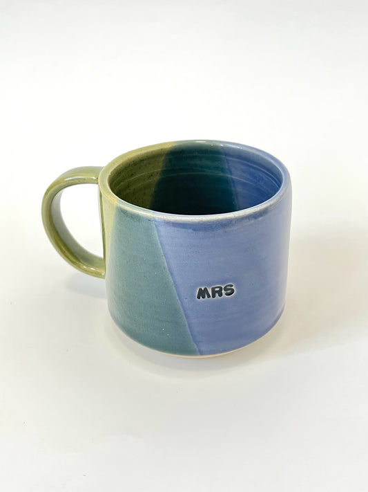 Ceramic "Mrs." Mug - Blue / Olive