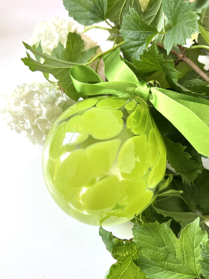 Handblown Glass Bauble - Bright Apple Green