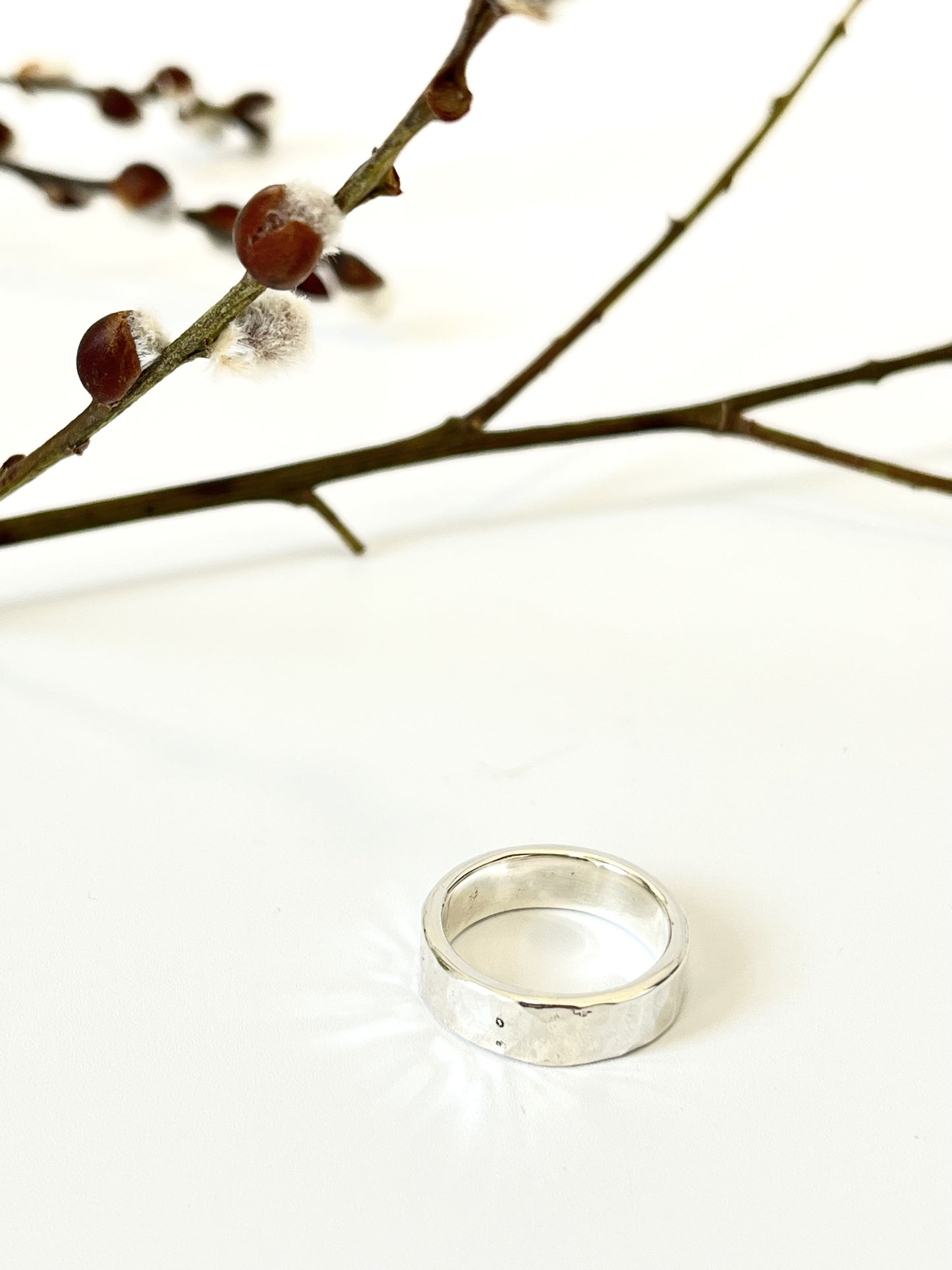 Sterling Silver Textured Ring, Wide Band, 5mm x 2mm
