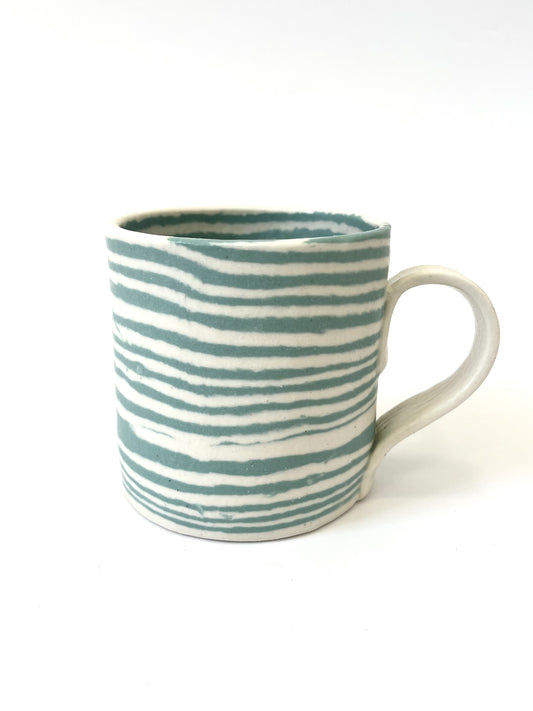 Ceramic Nerikomi Mug - Large - Turquoise Stripes