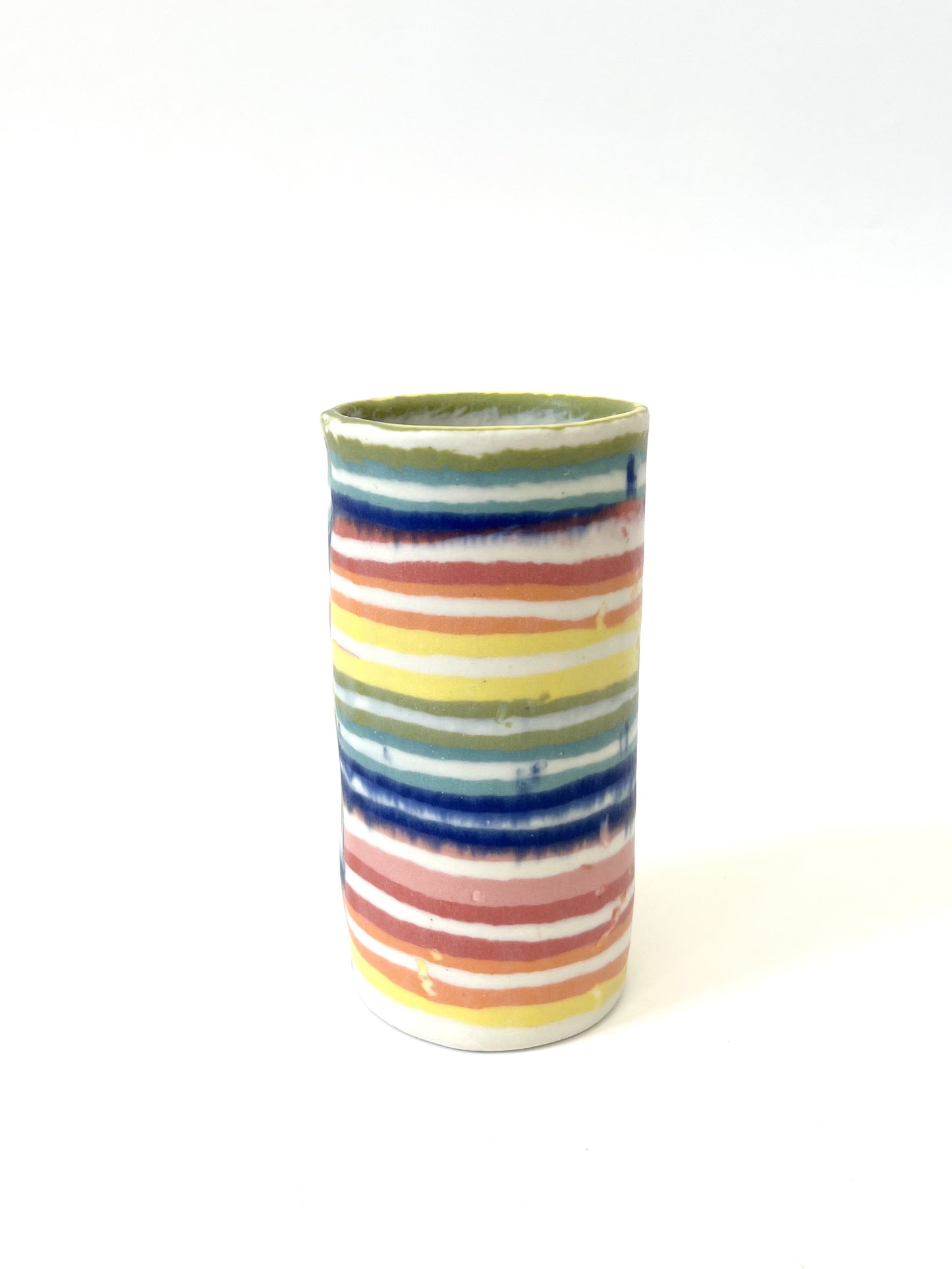 Ceramic Nerikomi Skinny Vase - Tall - Rainbow Stripe