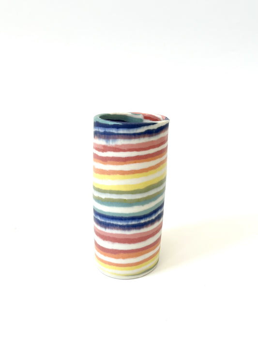 Ceramic Nerikomi Skinny Vase - Medium - Rainbow Stripe