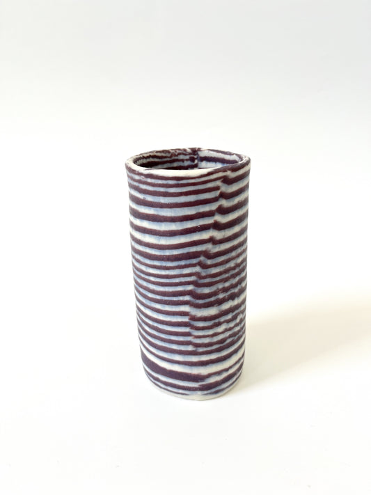 Ceramic Nerikomi Skinny Vase - Tall - Purple Stripe