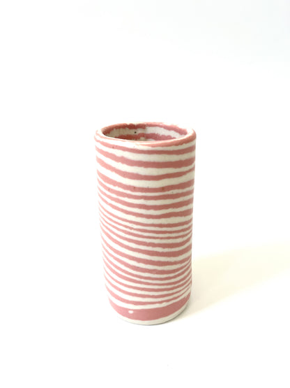 Ceramic Nerikomi Skinny Vase - Tall - Pink Stripe