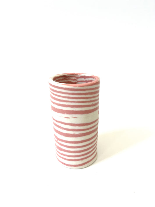 Ceramic Nerikomi Skinny Vase - Teeny - Pink Stripe