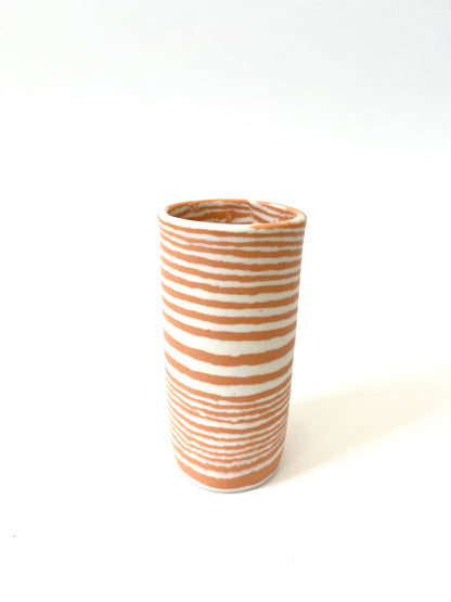 Ceramic Nerikomi Skinny Vase - Tall - Orange Stripe
