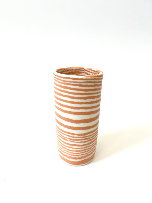Ceramic Nerikomi Skinny Vase - Tall - Orange Stripe