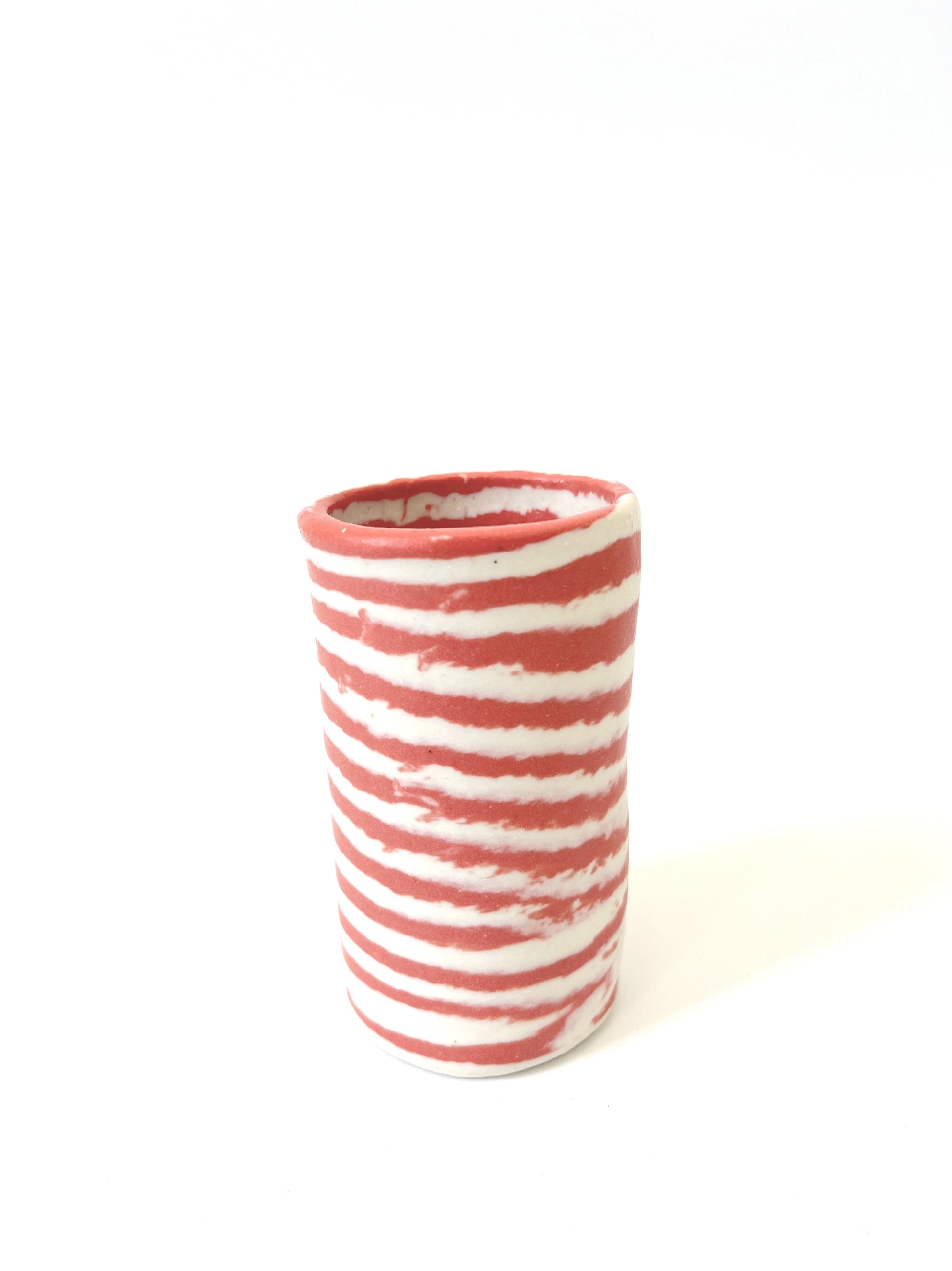 Ceramic Nerikomi Skinny Vase Teeny Red Stripe Inc Design Store