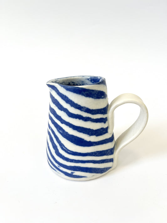 Ceramic Nerikomi Jug - Small - Dark Blue Stripe