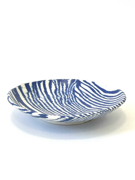 Ceramic Nerikomi Statement Dish - Dark Blue Stripe