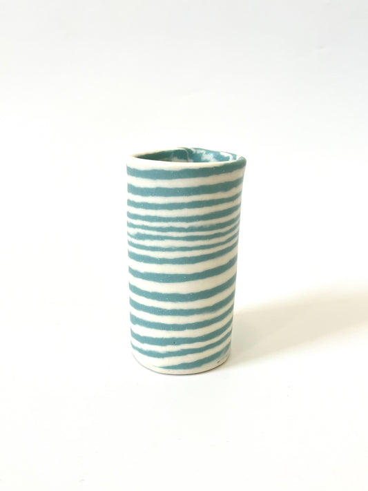 Ceramic Nerikomi Skinny Vase - Teeny - Turquoise Stripe